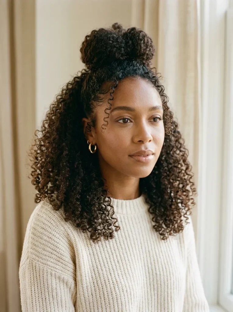 Half-Up Curly Bun
