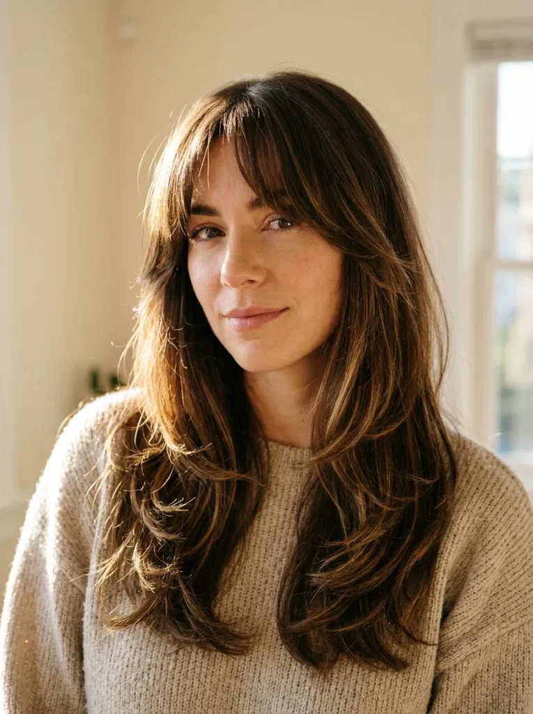 Long Layers With Curtain Bangs
