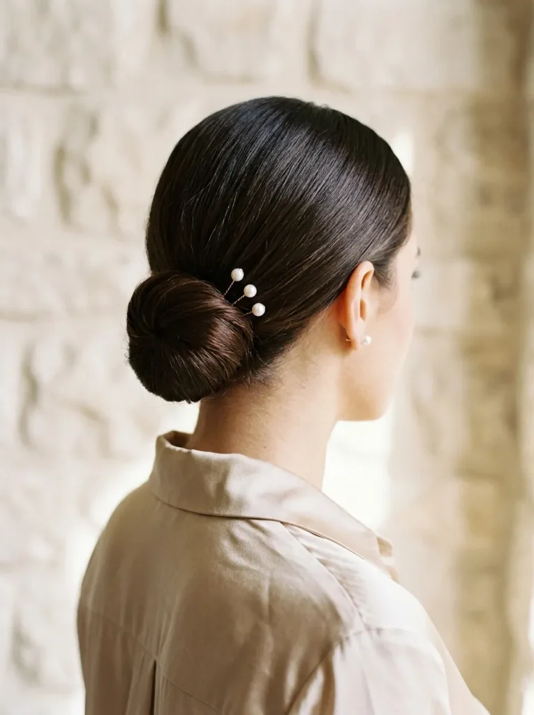 Pearl-Pinned Low Bun