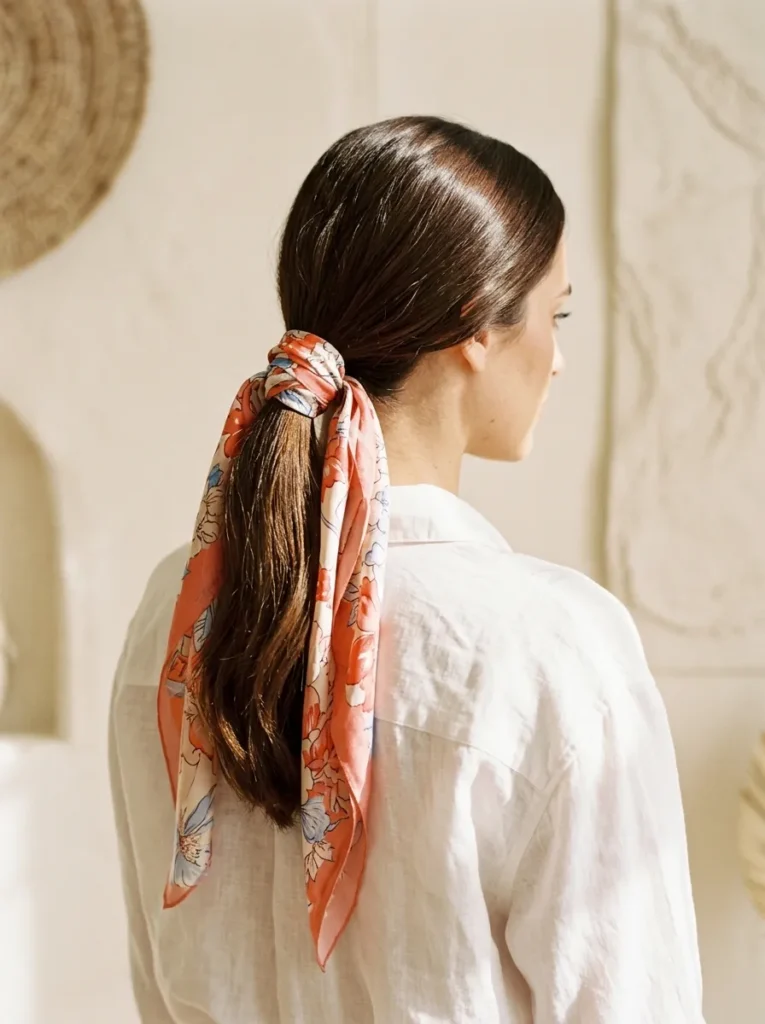 Scarf-Wrapped Ponytail
