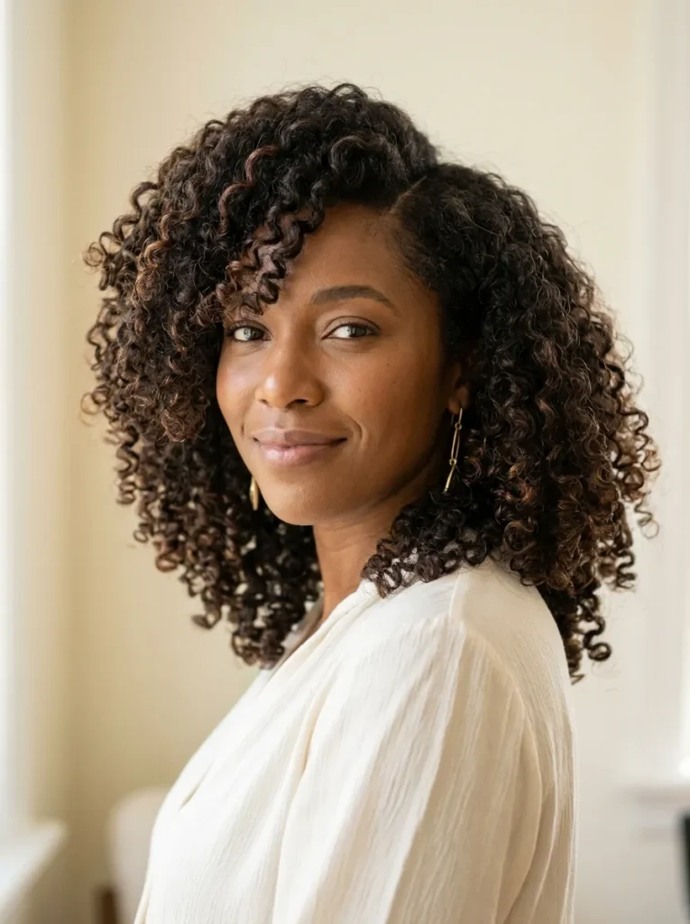 Side-Parted Natural Curls