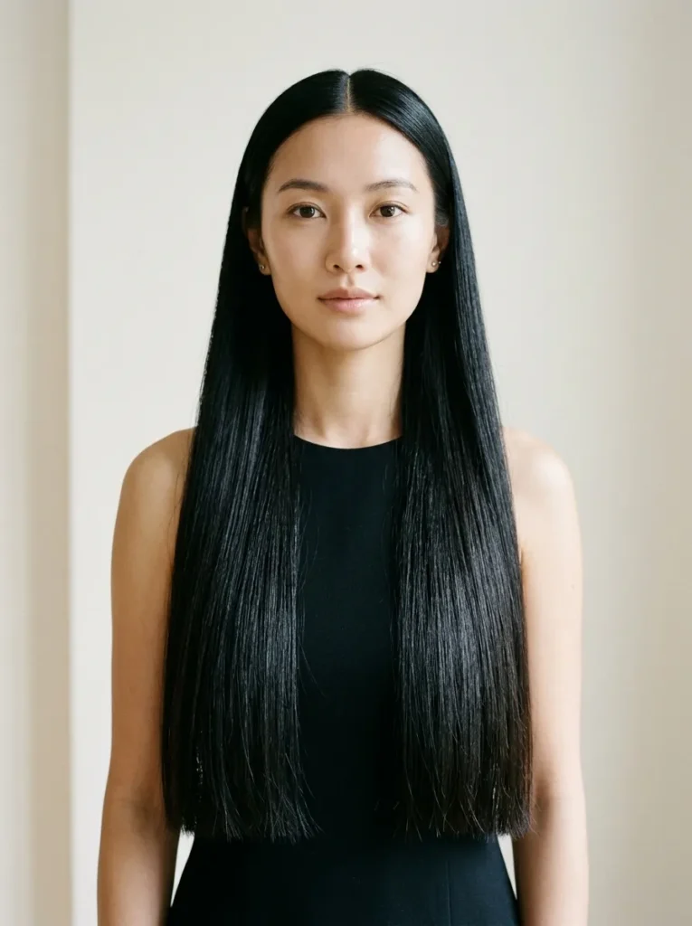 Sleek Center-Parted Hair