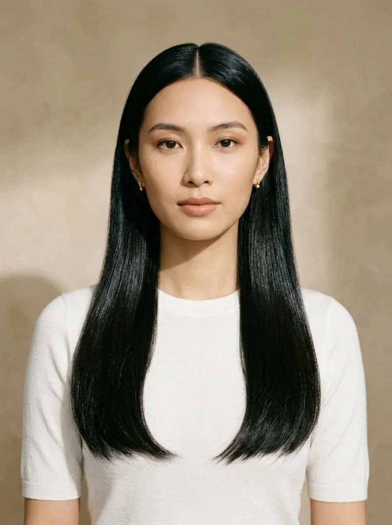 Sleek Middle Part