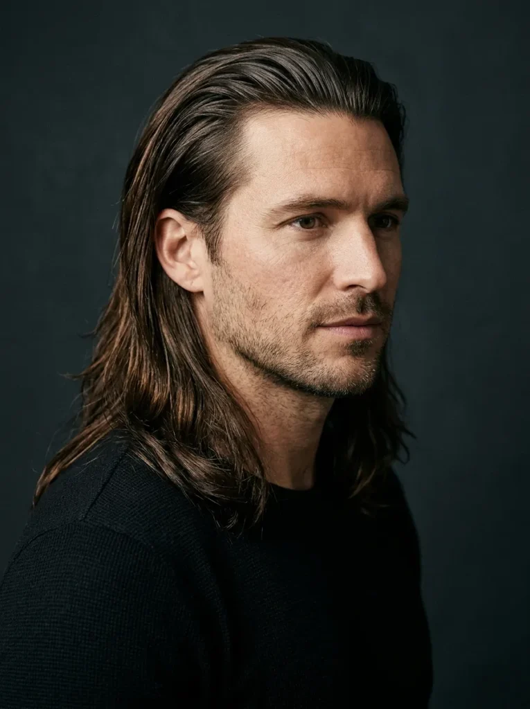 Slicked-Back Long Hair