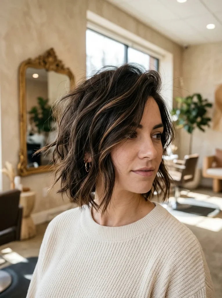 Tousled Side-Swept Bob
